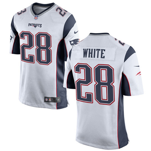 Men's Game James White Nike Jersey White Road - #28 NFL New England Patriots